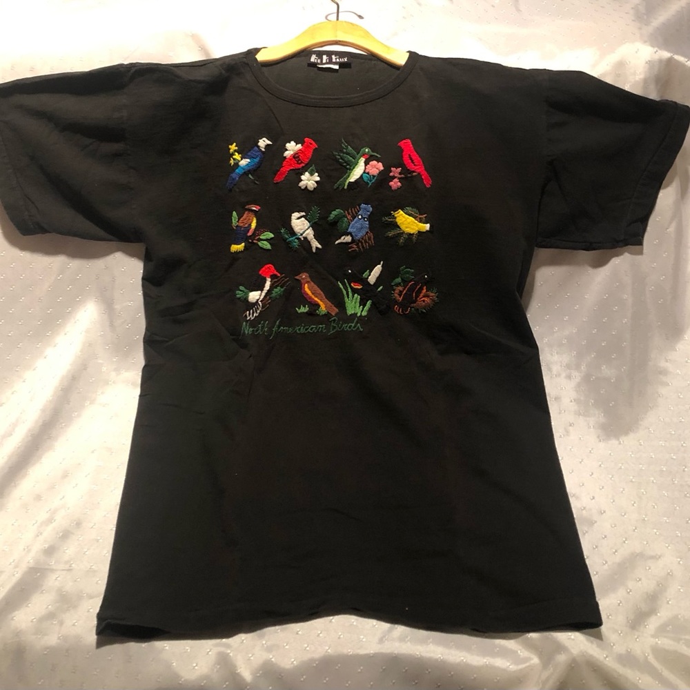 Embroidered T Shirt from Fee Fi Faux. “North American Birds”